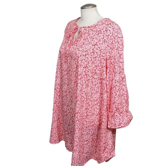Vero Moda Women 16 Blouse Pink Red Ditsy Floral Bell Sleeve Tie Spring Bloomcore - Picture 4 of 8